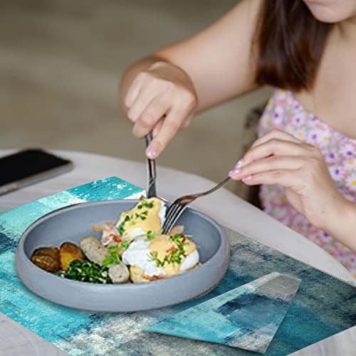 MCALK Modern Turquoise Placemat Cloth Napkin Set