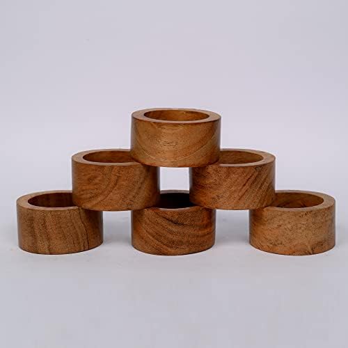 Handmade Acacia Napkin Rings 12 Set for Dining and Home