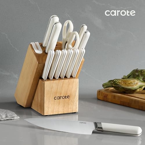 14-Piece Kitchen Knife Set Razor-Sharp stainless steel block with sharpener