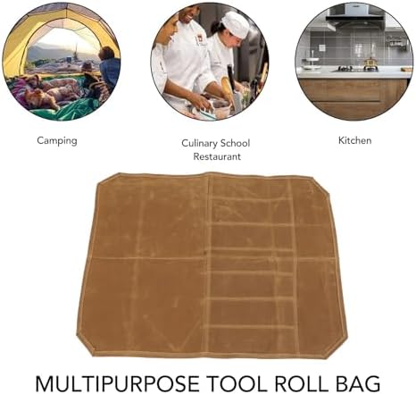 Fockety 7 Pockets Knife Roll Bag for Kitchen Use