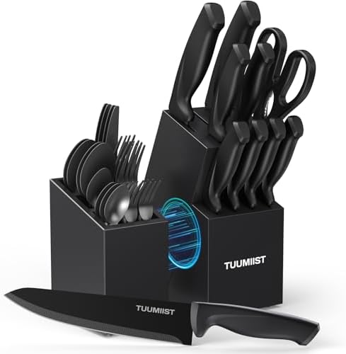 TUUMIIST 32-Piece Knife Set with Block and Magnetic Holder