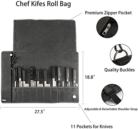 HERSENT Chefs Knife Roll Bag Portable Durable Knives Storage Solution