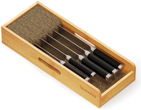 SpaceAid Bamboo Knives Organizer Small
