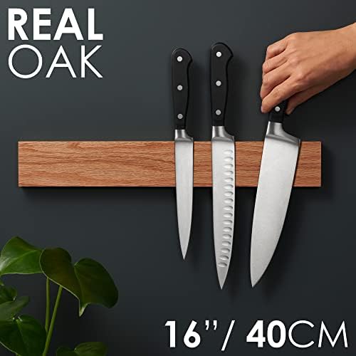 LARHN Magnetic Knife Holder 16-inch Oak for Kitchen Storage Organization