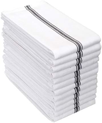 Premium 100 Cotton Beautiful White Herringbone Dish Towels Set of 12 on 16x28