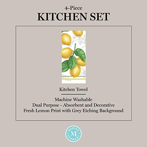 Martha Stewart 4-Pack Kitchen Set with Lots of Lemons Design