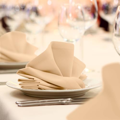 Elegant Durable Cloth Napkins - Beige 17x17-inch Napkins for Parties and Weddings