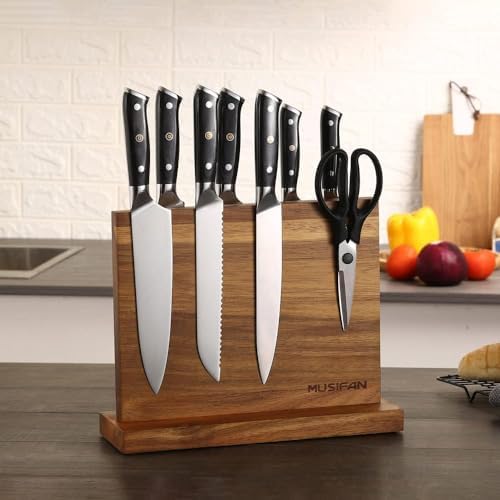 Musifan Magnetic Knife Block with Acacia Wood