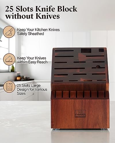 Cooks Standard Acacia Wood Knife Block Holder 25 Slots 1