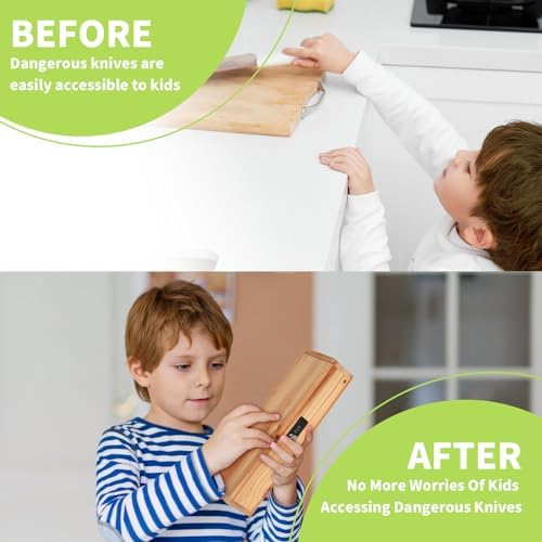 Wooden Knife Storage Box with Combination Lock