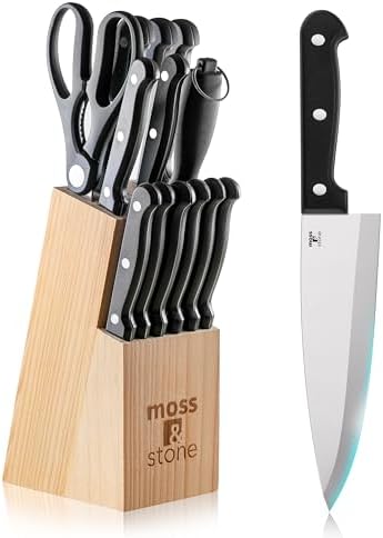 Moss Stone 14-Piece Kitchen Knife Block Set