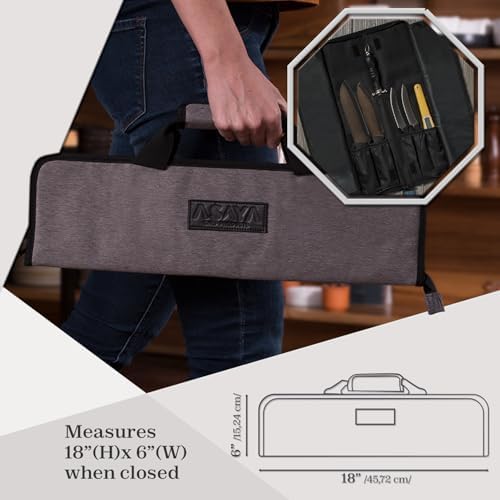 Asaya Chef Knife Roll Bag - 12 Pockets - Perfect for the Traveling Chef
