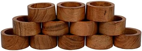 Handmade Acacia Napkin Rings 12 Set for Dining and Home