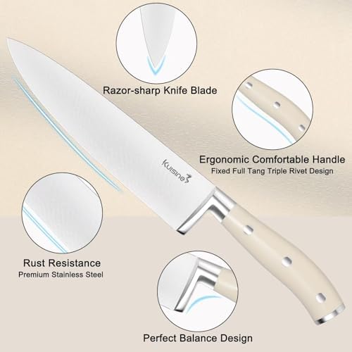 Kuisine Chef Knife Set with Built-in Sharpener 15PCS