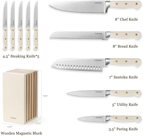 CAROTE 11-Piece Kitchen Knife Set with Block