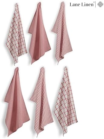 Premium 100 Cotton Kitchen Towels Set - Durable Absorbent Red
