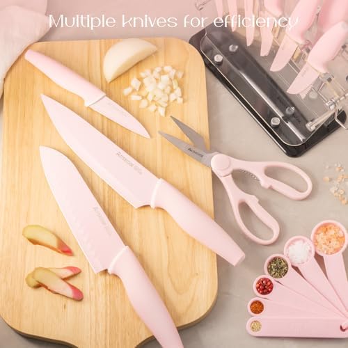 German High Carbon Stainless Steel Kitchen Knife Set with Block and Sharpener