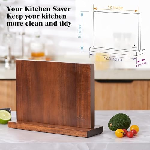 ENOKING Magnetic Knife Block with Acacia Wood