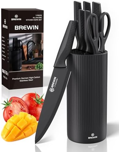 Brewin Kitchen Knife Set with Universal Block