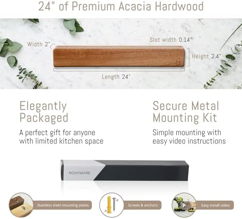 NOVAWARE Magnetic Knife Holder for Kitchen Storage with Double Capacity