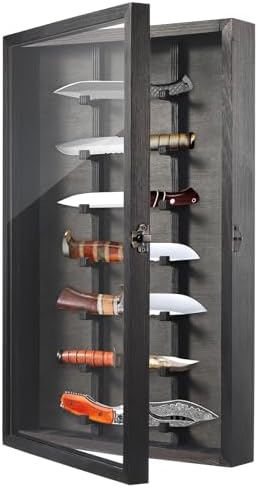 Triceratops - Lockable Knife Display Case for Storage Presentation Black