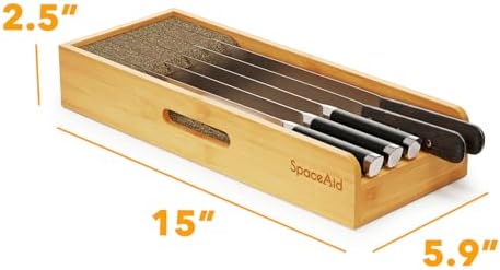 SpaceAid Bamboo Knives Organizer Small