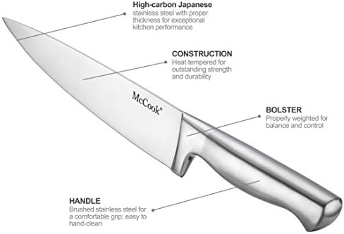 McCook premium German stainless steel knife set with built-in sharpener