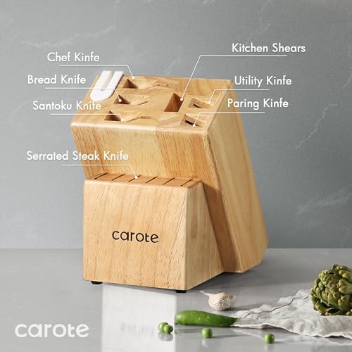 14-Piece Kitchen Knife Set Razor-Sharp stainless steel block with sharpener