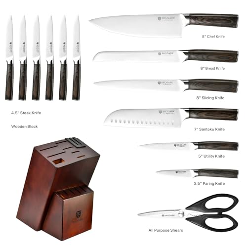 15-Piece knives set with German steel and ergonomic handles