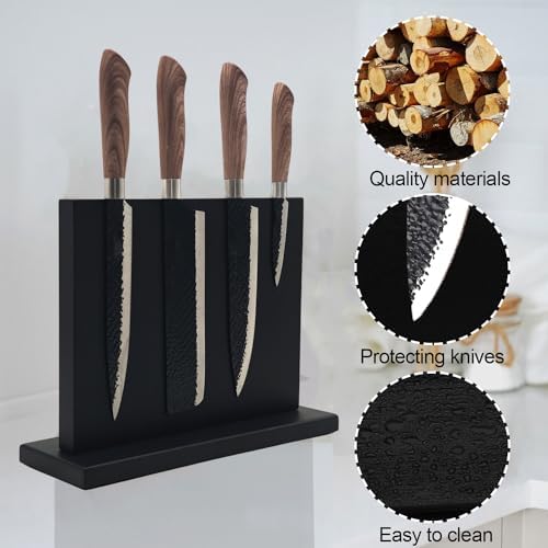 Magentic Black Acacia Knife Block