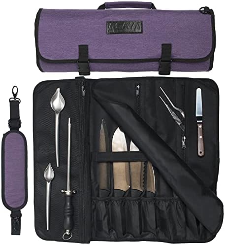 Asaya Chef Knife Roll Bag - 20-Pocket Durable Stain-Resistant
