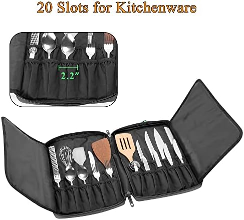 Samdew Chef Knife Bag with 20 Slots and Lockhole
