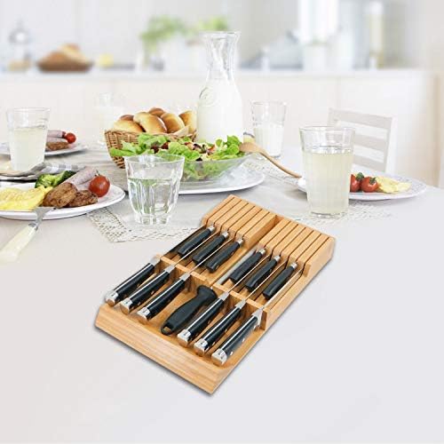 Utoplike Kitchen Knife Block - Bamboo Organizer for 12 Knives