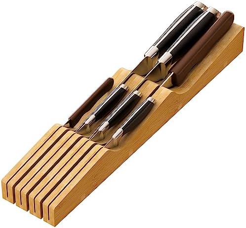 KiPlantBamboo Knife Holder for 7 Knives Ergonomic Durable