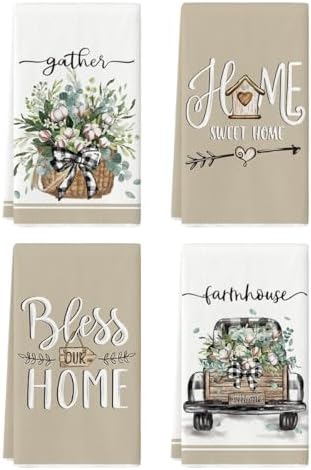 Artoid Mode Eucalyptus Truck Fresh Dish Towels for Kitchen