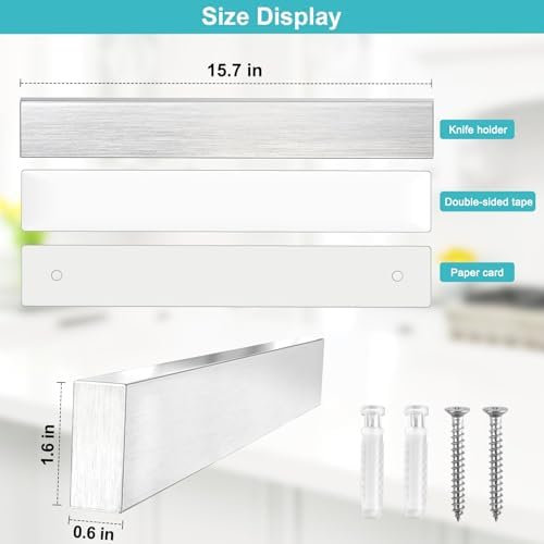16 Inches Magnetic Knife Strip No Drill Wall Mount