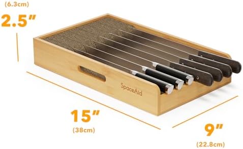 SpaceAid 9-inch Wide Bamboo Knife Holder