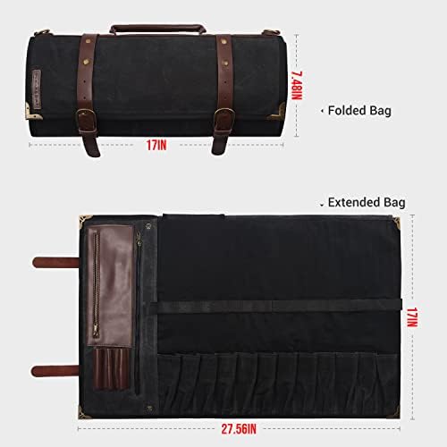 Elegant Chef Knife Roll Bag - 12 Slots Sizes Quality Warranty
