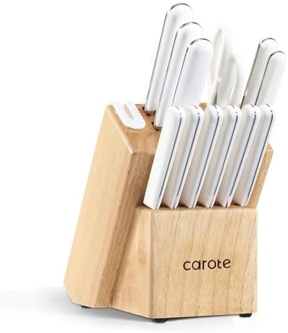 14-Piece Kitchen Knife Set Razor-Sharp stainless steel block with sharpener