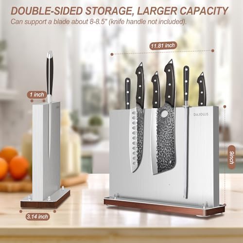 DAJOUJS Magnetic Knife Block Stainless Steel Knife Holder for Kitchen Counter