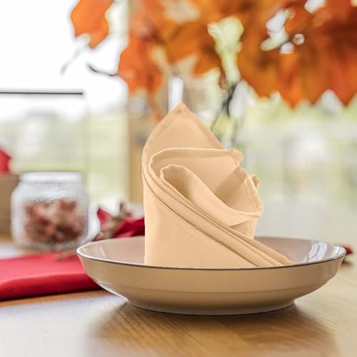Elegant Durable Cloth Napkins - Beige 17x17-inch Napkins for Parties and Weddings