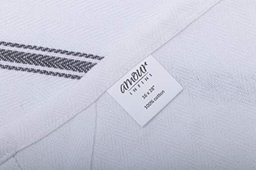 Premium 100 Cotton Beautiful White Herringbone Dish Towels Set of 12 on 16x28