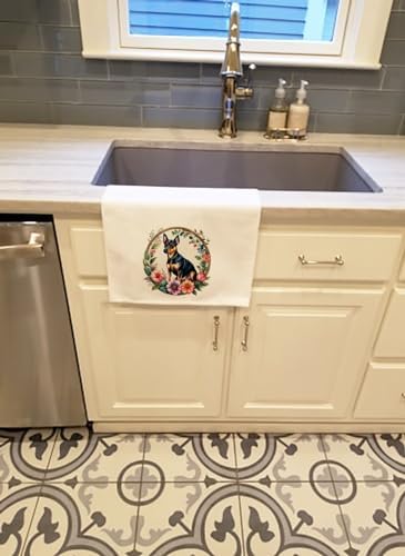 Carolines Treasures Miniature Pinscher and Flower Kitchen Towel Set of 2