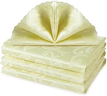4-Piece Wave Scroll Napkins Light Yellow 17x17inch Water-Resistant