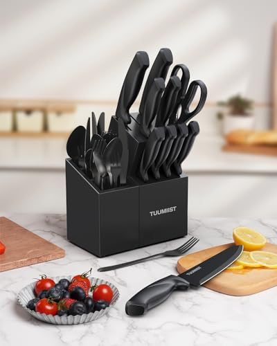 TUUMIIST 32-Piece Knife Set with Block and Magnetic Holder