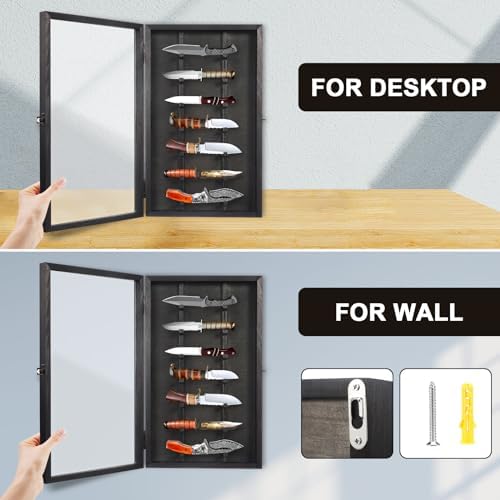 Triceratops - Lockable Knife Display Case for Storage Presentation Black