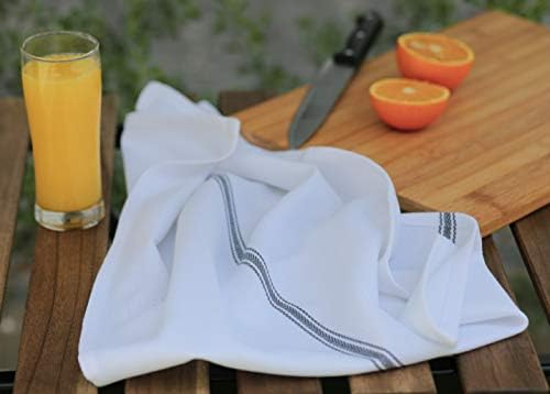 Premium 100 Cotton Beautiful White Herringbone Dish Towels Set of 12 on 16x28