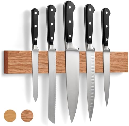 LARHN Magnetic Knife Holder 16-inch Oak for Kitchen Storage Organization