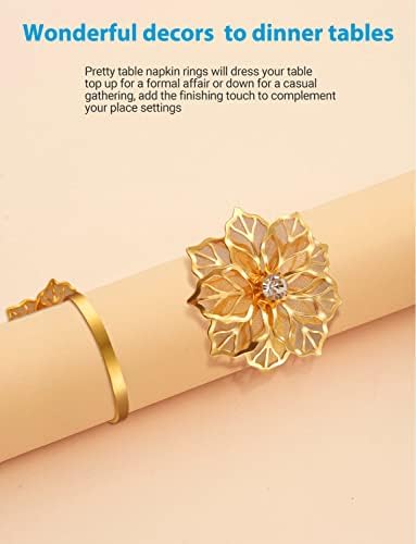 Stylish 12-Piece Flower Napkin Rings with Rhinestone