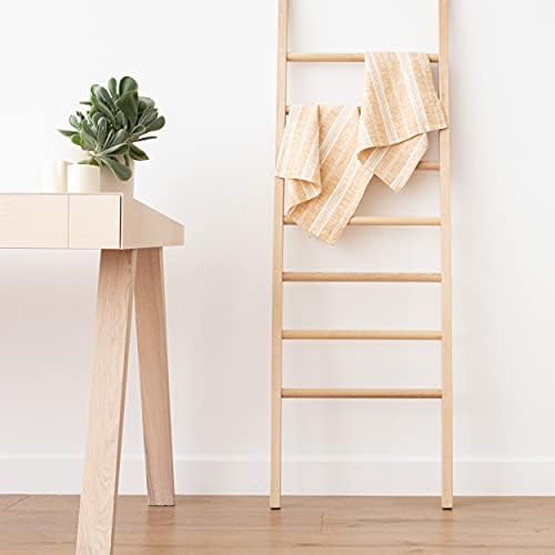 Set of 2 Gold Linen Tea Towels Multistripe